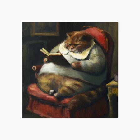 Aperçu de l'œuvre Jupiter le chat, lisant dans un fauteuil moelleux (Baroque) créée et vendue par thecatandkettle.