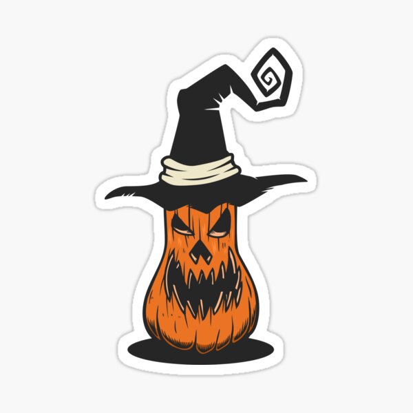 Halloween trick or treat pumpkin witch hat Sticker