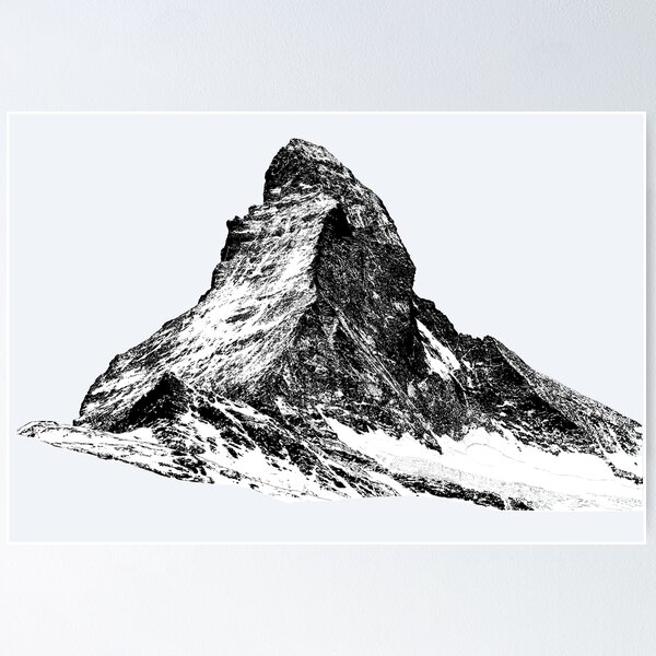 Item preview, Matter Horn Mountain in black and white- drawing designed and sold by ConstantinesArt.
