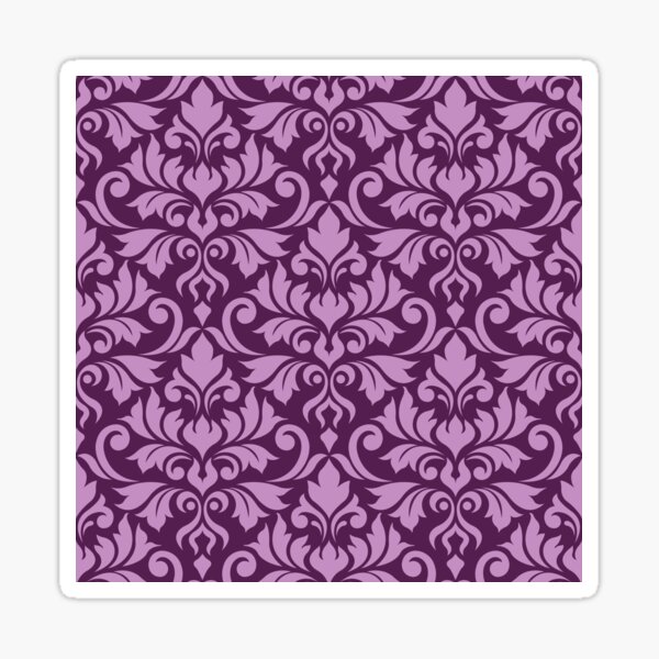 Flourish Damask Pattern Pink on Plum Sticker