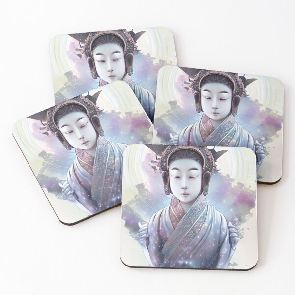 Item preview, Chinese Buddha Concept Art Digital Illustration Fantasy Portrait Asian Beauty Abstract Mystical Authentic Korean Japanese Traditional Ink Painting Face Mask Hanya Tattoo Character Design designed and sold by S Y N T H R E A L M.