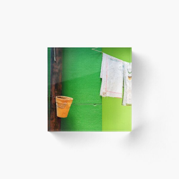 Vase, towels and green wall Acrylic Block