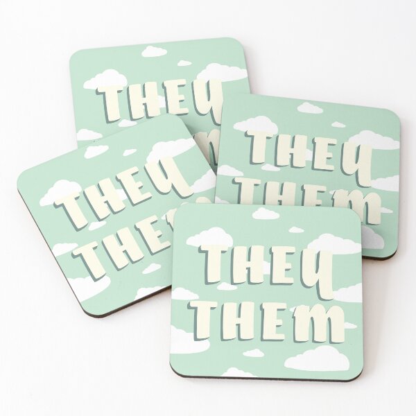 Item preview, Green Clouds They/Them Pronouns  designed and sold by MoonMint.
