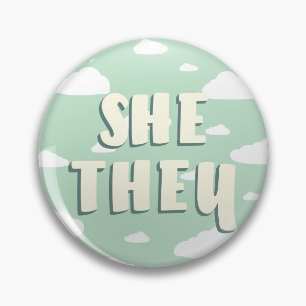 Item preview, Green Clouds She/They Pronouns  designed and sold by MoonMint.