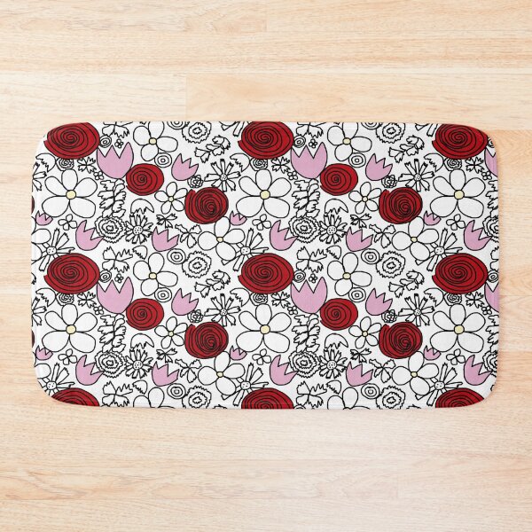 Item preview, Black and White Floral with Pink and Red designed and sold by RepeatCandy.