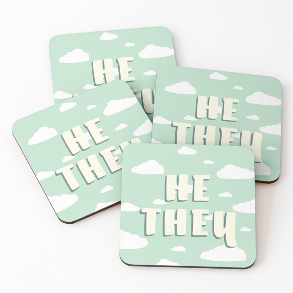 Item preview, Green Clouds He/They Pronouns  designed and sold by MoonMint.