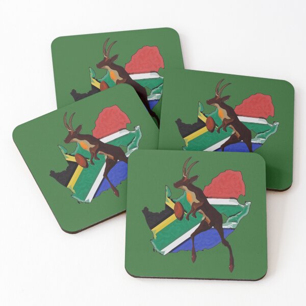 Item preview, Springbok playing rugby with SA flag country designed and sold by SolidEarthArt.