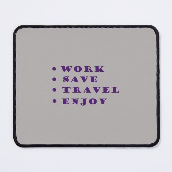 Item preview, Work, Save, Travel, Enjoy artwork in indigo designed and sold by ArKion.