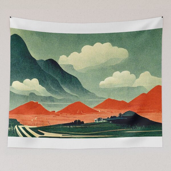 Aperçu de l'œuvre Paysage de nature simple de style rétro IA créée et vendue par NVDesigns.