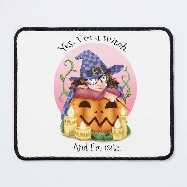 Item preview, Cute Halloween witch in glasses with a pumpkin candles and plants designed and sold by EstherQuesada.