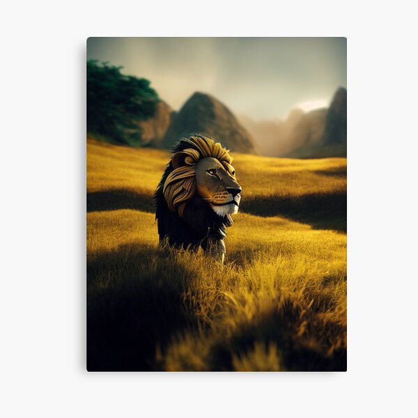 "Realistic Lion Painting, Lion Oil Painting, Realistic Render, Digital