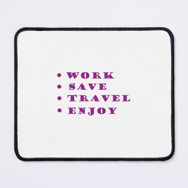 Item preview, Work, Save, Travel, Enjoy artwork in violet designed and sold by ArKion.