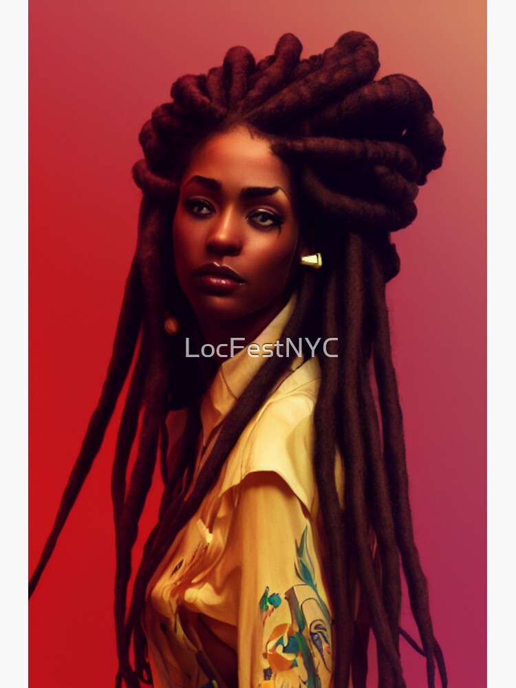 "Glamour Natural Hair Dreadlocks Portrait Art" Sticker for Sale by