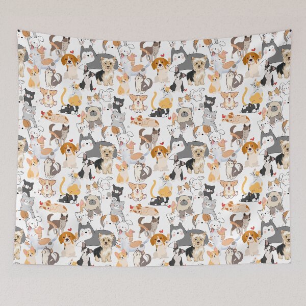 Item preview, Pets cats and dogs seamless pattern, cute dogs and cats designed and sold by EWIKA By Ekawit.