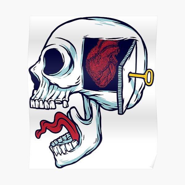 Screeming Skull opening his head and finding your heart Poster