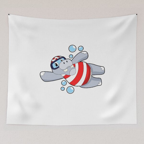 Item preview, Hippo as Diver with Swimming goggles designed and sold by Snabdesign84.