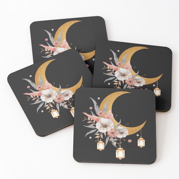 Item preview, Gold Crescent Moon with Flowers and Hanging Lanterns designed and sold by Alicia Chee.