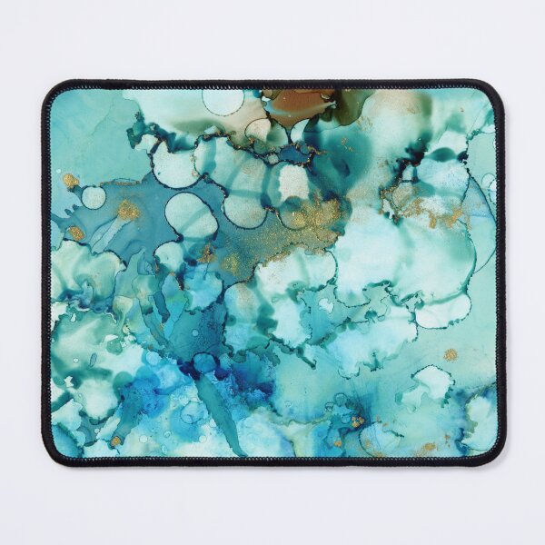 Item preview, Gold with turquoise abstract design  designed and sold by Sue Zipkin.