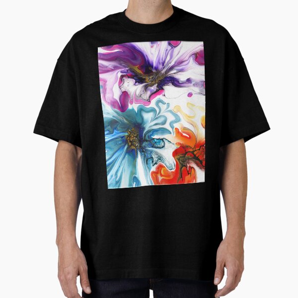 Colorful Fluid Art Blooms Oversized T-Shirt