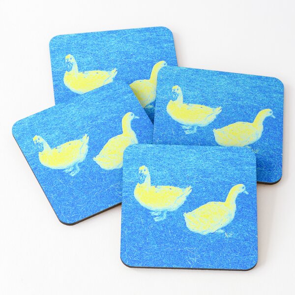 Item preview, A pair of Ducks abstract in Blue-Turquoise and Yellow by Iritof designed and sold by iritof.