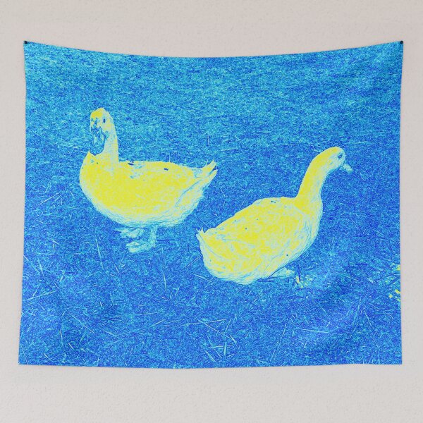 Item preview, A pair of Ducks abstract in Blue-Turquoise and Yellow by Iritof designed and sold by iritof.