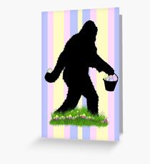 Gone Easter Squatchin with Pastel Background Greeting Card
