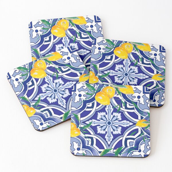 Item preview, Sicilian tiles,mediterranean,blue tiles ,lemons  designed and sold by MariaMarinova.