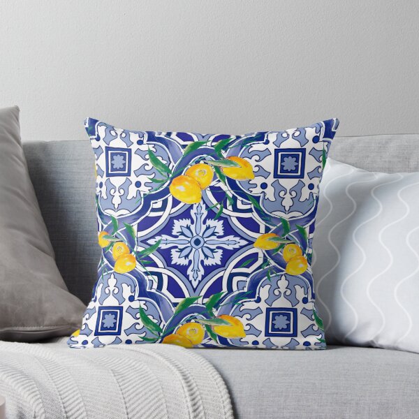 Item preview, Sicilian tiles,mediterranean,blue tiles ,lemons  designed and sold by MariaMarinova.