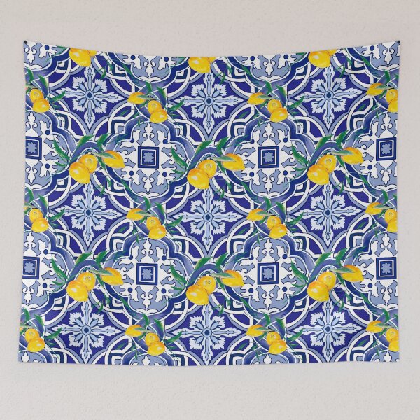 Item preview, Sicilian tiles,mediterranean,blue tiles ,lemons  designed and sold by MariaMarinova.