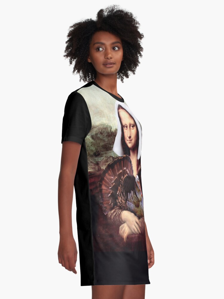 Alternate view of Mona Lisa Thanksgiving Pilgrim Graphic T-Shirt Dress