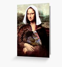 Mona Lisa Thanksgiving Pilgrim Greeting Card