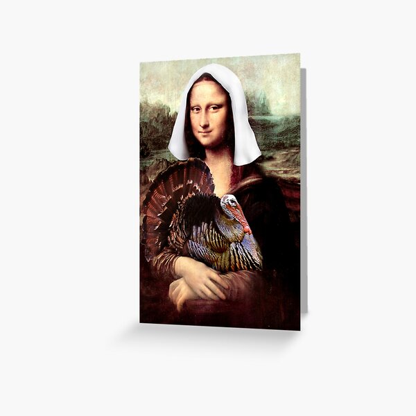 Mona Lisa Thanksgiving Pilgrim Greeting Card