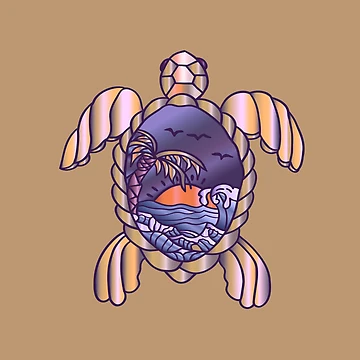 Artwork thumbnail, Turtle Vector Sticker by sunnthreads
