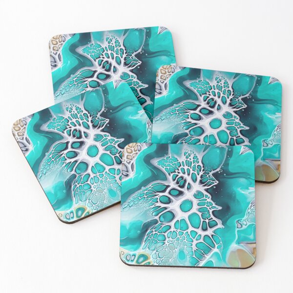 Item preview, Beautiful Green Lagoon Inspired Abstract Fluid Art Acrylic Pour Painting designed and sold by CrystalCoast.