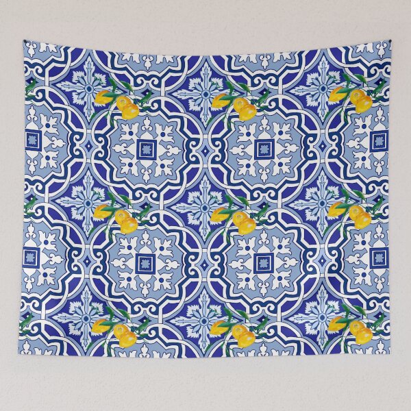 Item preview, Sicilian tiles,mediterranean,blue tiles ,lemons  designed and sold by MariaMarinova.