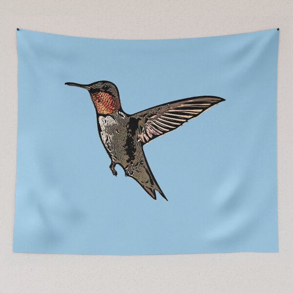 Item preview,  A Ruby Throated Hummingbird Black Alternate Design Painting Print designed and sold by designsasstultd.