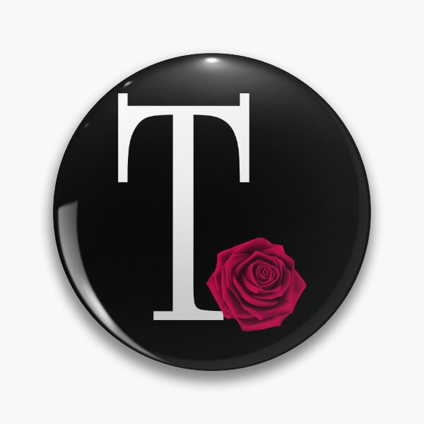 Item preview, Monogram Initial Letter T with Red Rose on Black Background designed and sold by PMDConcepts.
