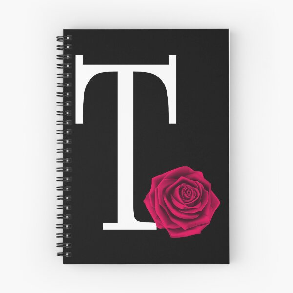 Item preview, Monogram Initial Letter T with Red Rose on Black Background designed and sold by PMDConcepts.