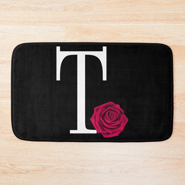 Item preview, Monogram Initial Letter T with Red Rose on Black Background designed and sold by PMDConcepts.