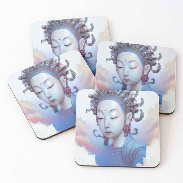 Item preview, Chinese Buddha Concept Art Digital Illustration Fantasy Portrait Asian Beauty Abstract Mystical Authentic Korean Japanese Traditional Ink Painting Face Mask Hanya Tattoo Character Design designed and sold by S Y N T H R E A L M.