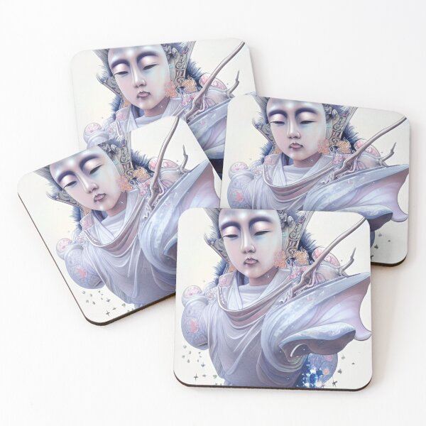 Item preview, Chinese Buddha Concept Art Digital Illustration Fantasy Portrait Asian Beauty Abstract Mystical Authentic Korean Japanese Traditional Ink Painting Face Mask Hanya Tattoo Character Design designed and sold by S Y N T H R E A L M.