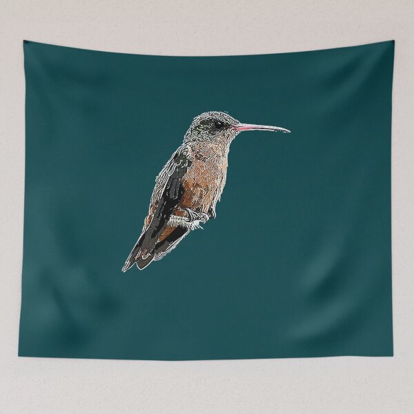 Item preview, A Cinnamon Hummingbird White Alternate Design Painting Print designed and sold by designsasstultd.
