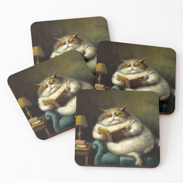 Item preview, Meatball the Cat, lounging with a book (Baroque) designed and sold by thecatandkettle.