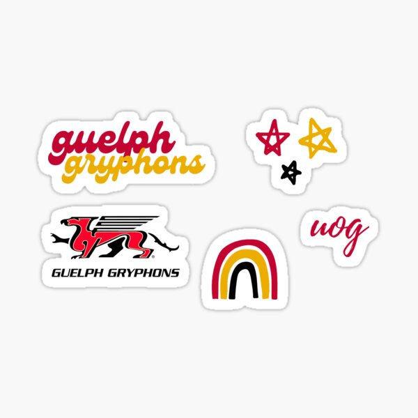 "University of Guelph Gryphons Red Yellow Black Sticker Pack" Sticker