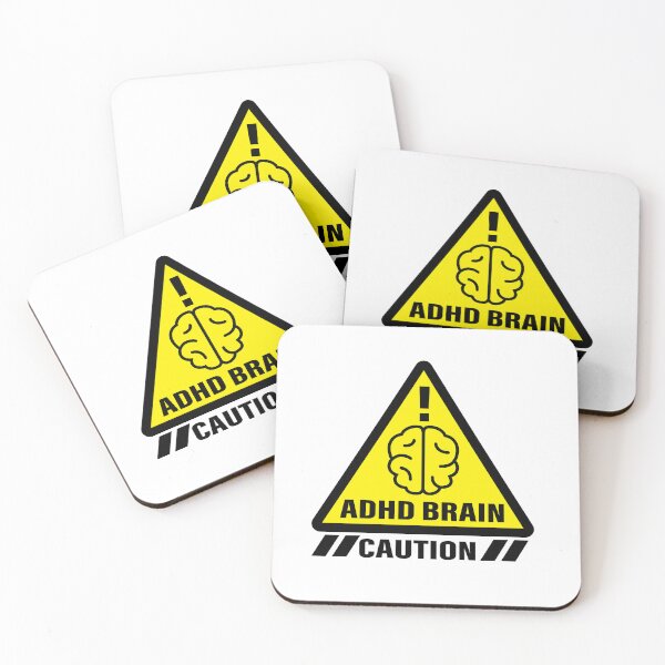 Item preview, caution ADHD BRAIN! yellow sign. designed and sold by Tropoid.