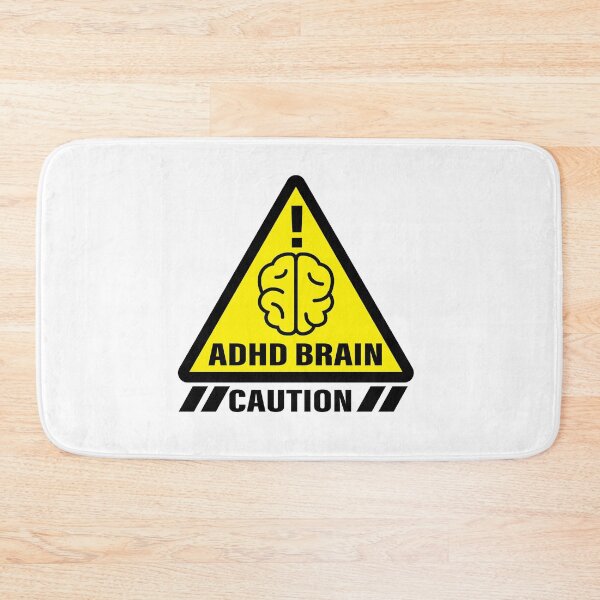 Item preview, caution ADHD BRAIN! yellow sign. designed and sold by Tropoid.