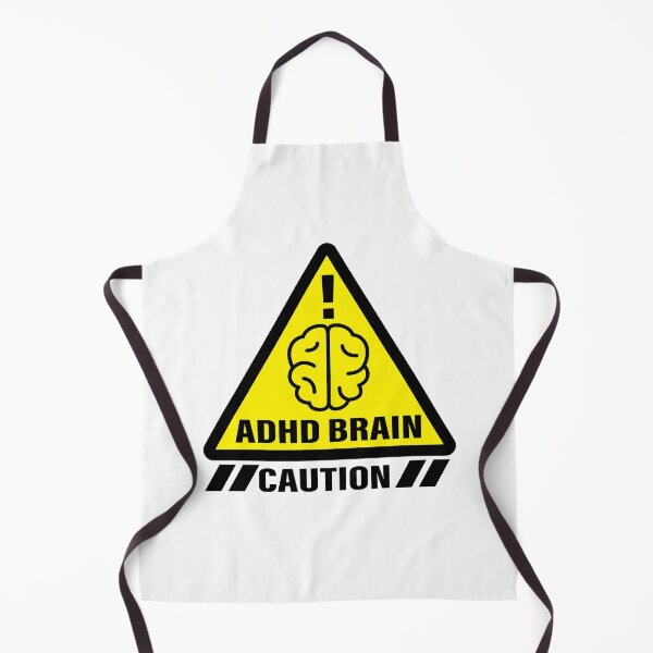 Item preview, caution ADHD BRAIN! yellow sign. designed and sold by Tropoid.