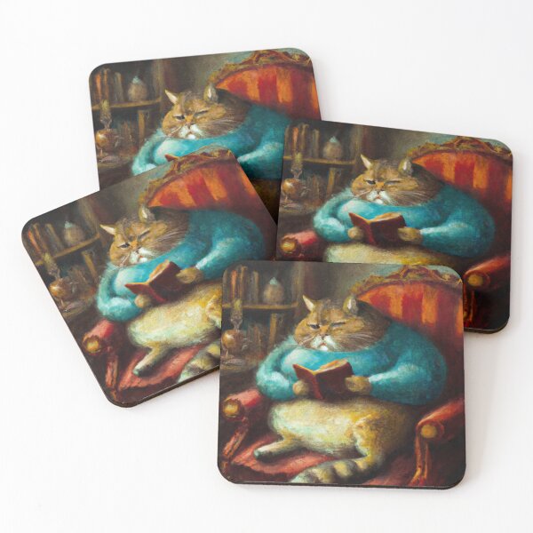 Item preview, Hughe the Cat, lounging with a book (Baroque) designed and sold by thecatandkettle.