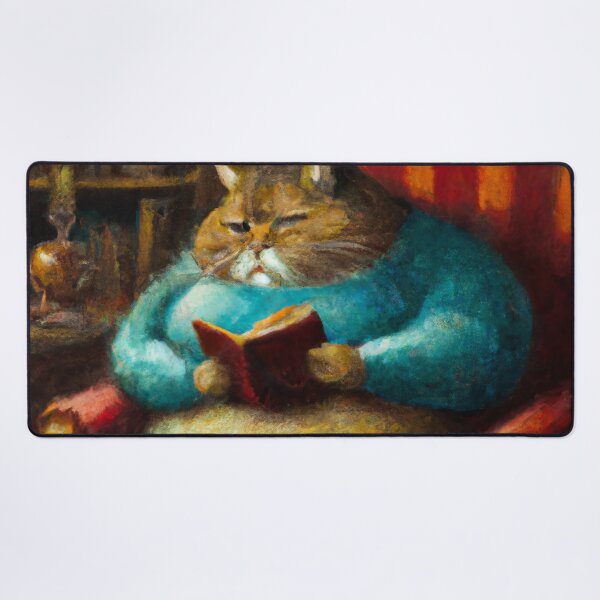 Item preview, Hughe the Cat, lounging with a book (Baroque) designed and sold by thecatandkettle.