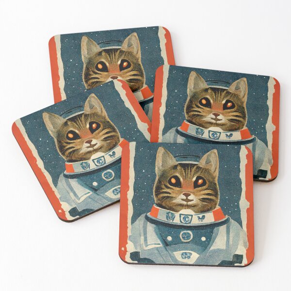 Item preview, Tabby Cat Cosmonaut Portrait in Grainy Propaganda Style designed and sold by laika-et-al.